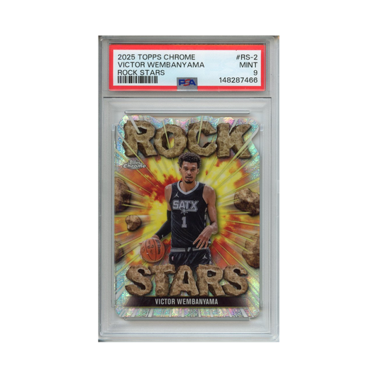 Victor-Wembanyama-Rock-Stars-2025-Topps-Chrome-PSA-9-Vorderseite