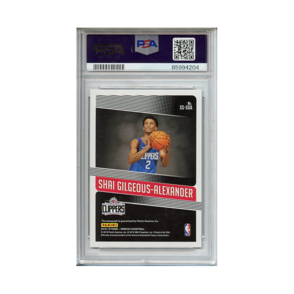 Shai-Gilgeous-Alexander-Significant-Signatures-2018-Panini-Donruss-PSA-10-Rückseite