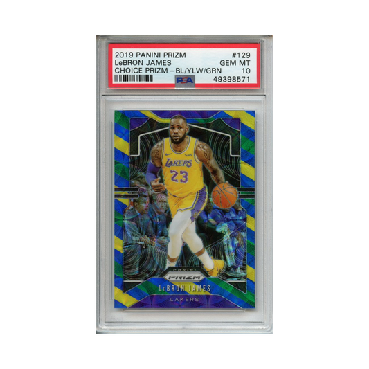 Lebron-James-Choice-Prizm--Blue-Yellow-Green-2019-Panini-Prizm-PSA-10-Vorderseite