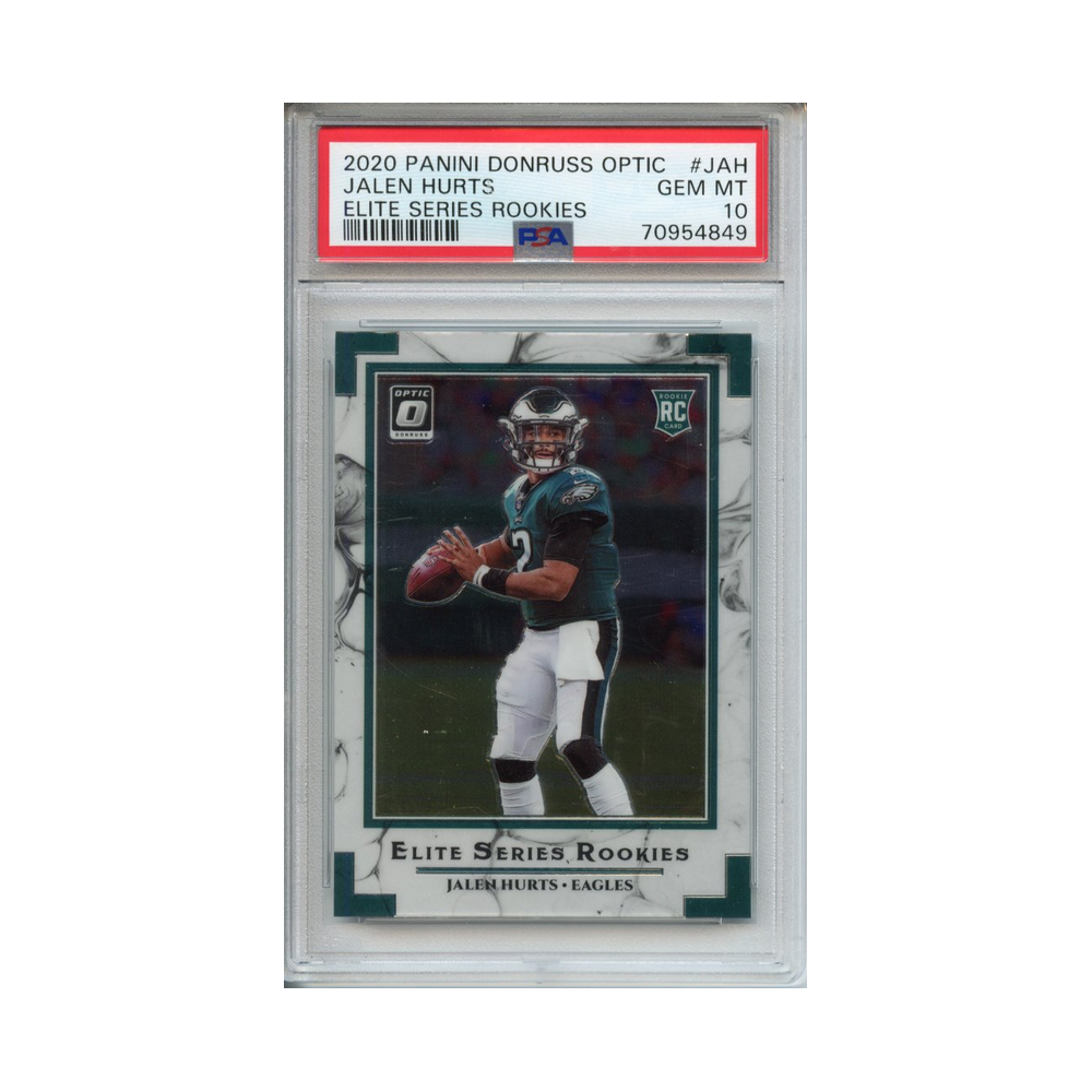 Jalen-Hurts-Elite-Series-Rookies-2020-Panini-Donruss-Optic-PSA-10-Vorderseite