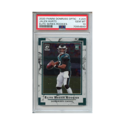 Jalen-Hurts-Elite-Series-Rookies-2020-Panini-Donruss-Optic-PSA-10-Vorderseite