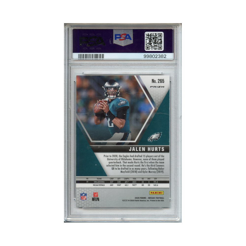 Jalen-Hurts-Reactive-Blue-2020-Panini-Mosaic-PSA-10-Rückseite