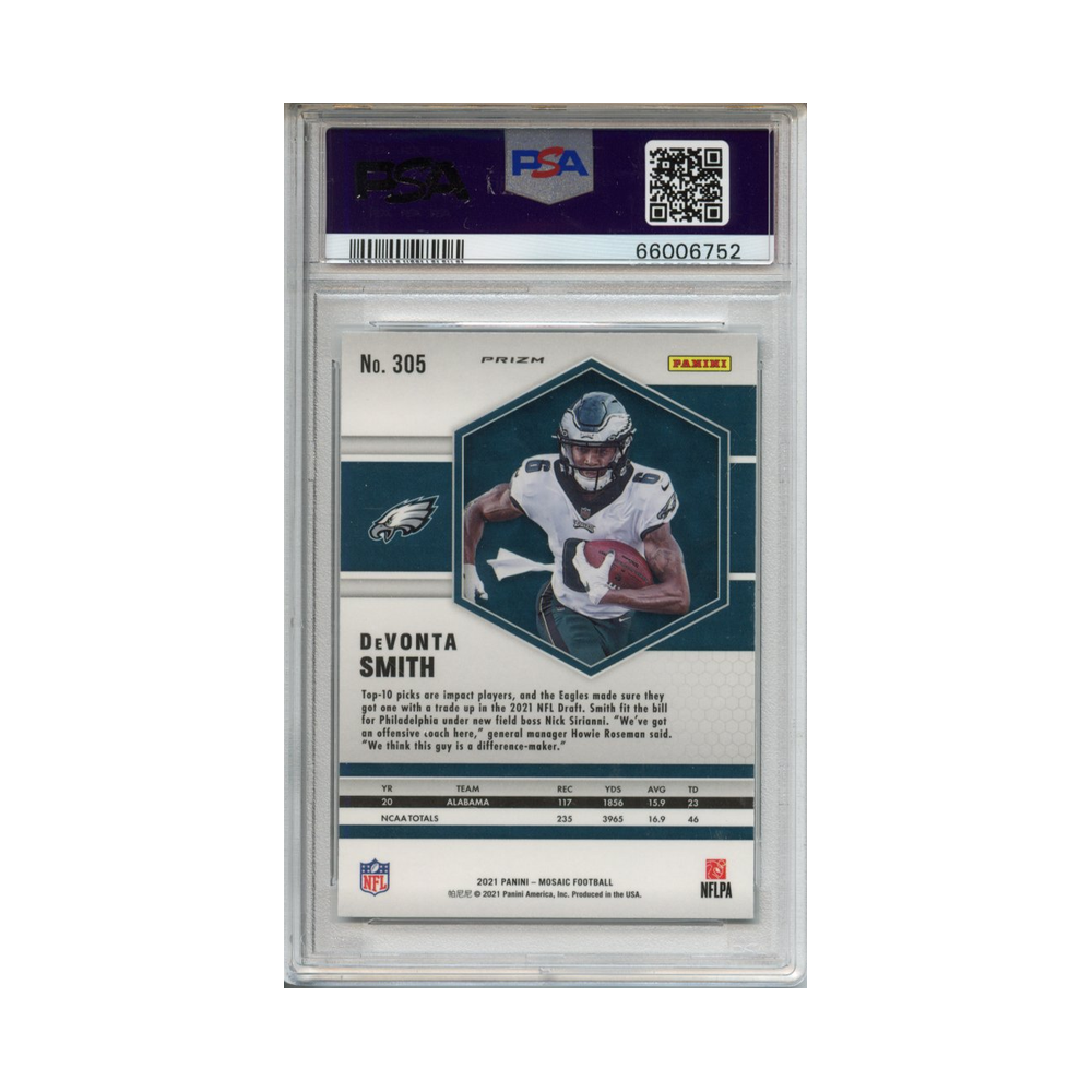 Devonta-Smith-Genesis-2021-Mosaic-PSA-10-Rückseite