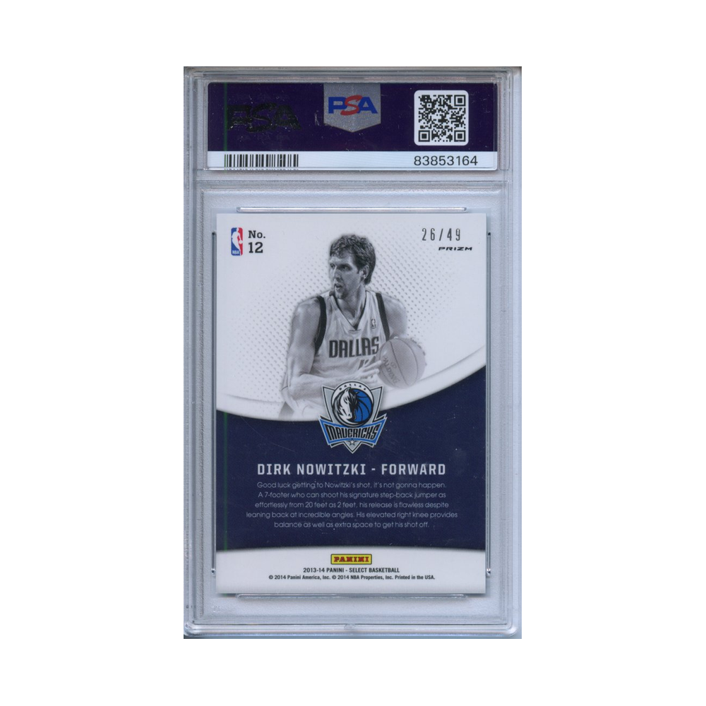 Dirk-Nowitzki-Skills-Blue-Prizm-2013-Panini-Select-PSA-9-Rückseite