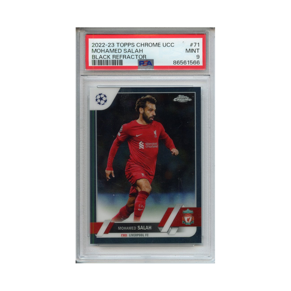 Mohamed-Salah-Black-Refractor-2022-23-Topps-Chrome-UCC-PSA-9-Vorderseite