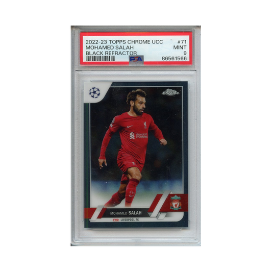 Mohamed-Salah-Black-Refractor-2022-23-Topps-Chrome-UCC-PSA-9-Vorderseite