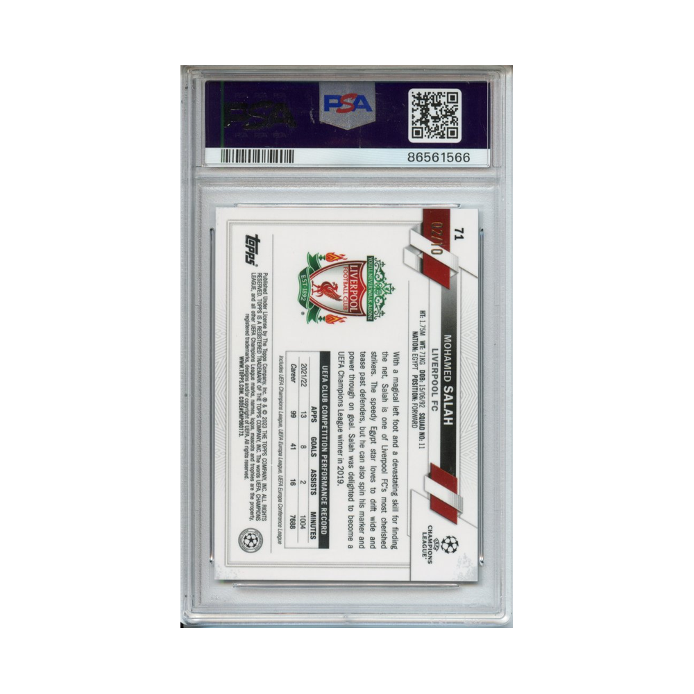 Mohamed-Salah-Black-Refractor-2022-23-Topps-Chrome-UCC-PSA-9-Rückseite
