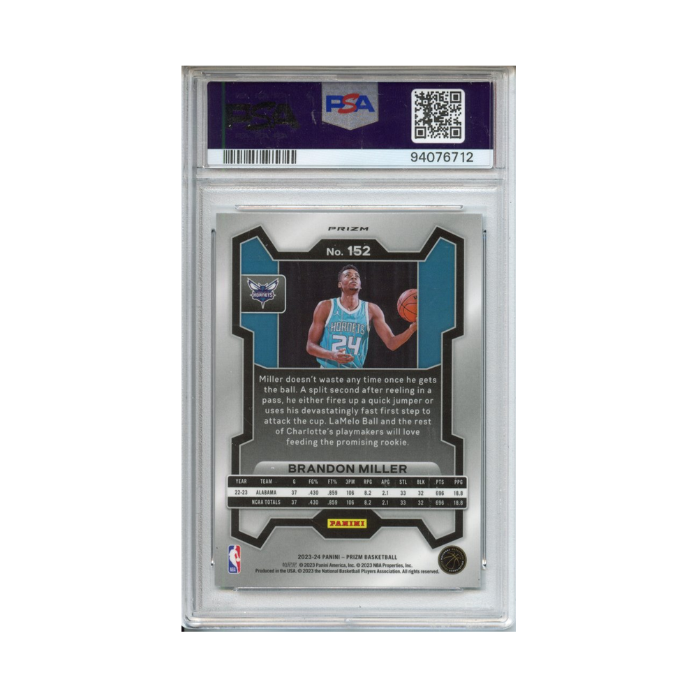 Brandon-Miller-Silver-Prizm-2023-Prizm-PSA-10-Rückseite