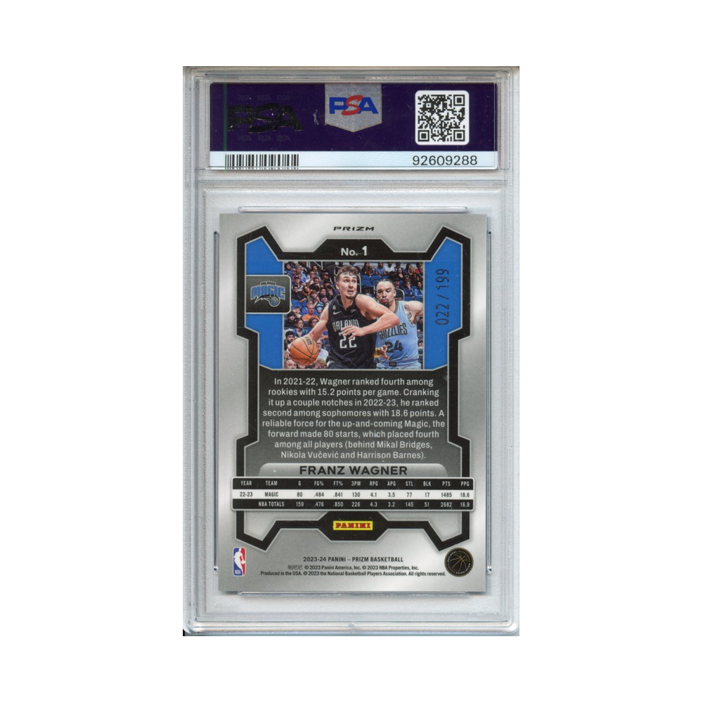 Franz-Wagner-Blue-Prizm-2023-Prizm-PSA-8-Rückseite