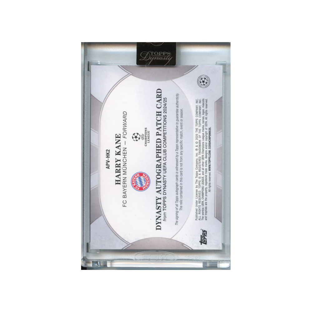 Harry-Kane-Patch-Auto-/10-2024-Topps-Dynasty-Rückseite