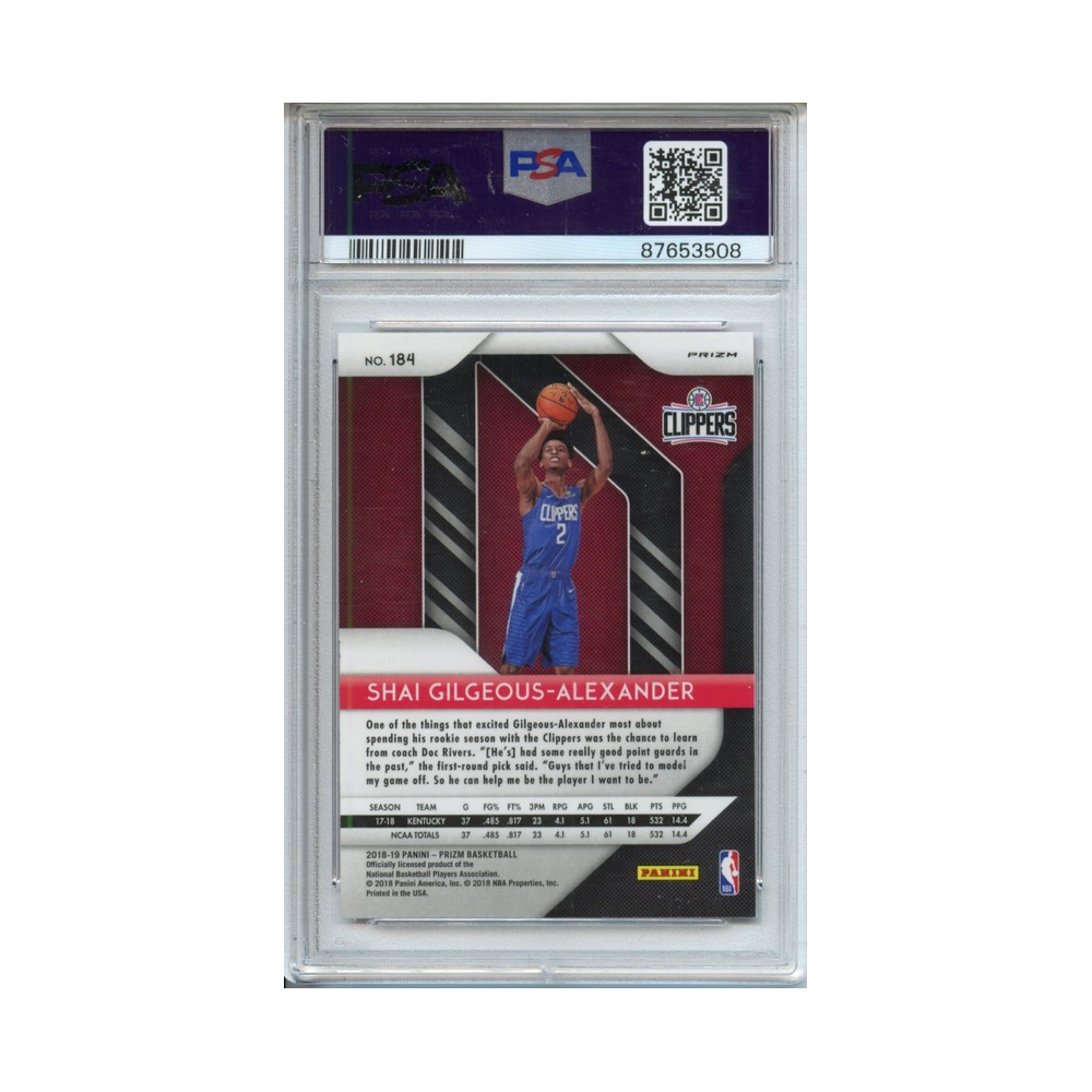 Shai-Gilgeous-Alexander-Pink-Ice-2018-Panini-Prizm-PSA-10-Rückseite
