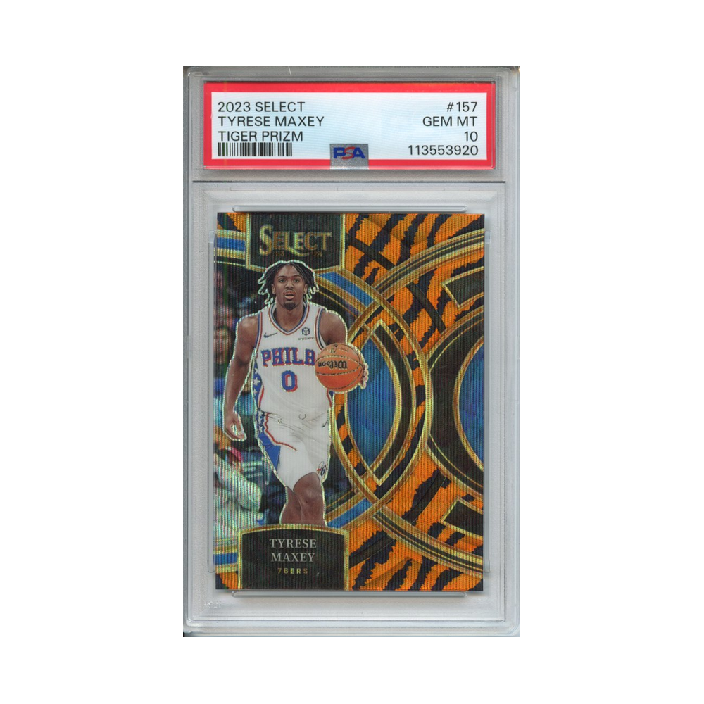 Tyrese-Maxey-Tiger-Prizm-2023-Select-PSA-10-Vorderseite