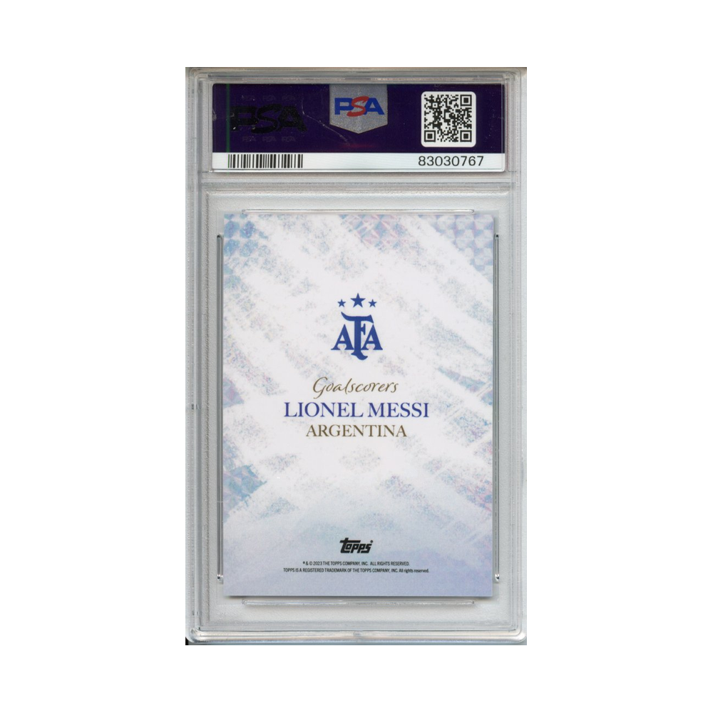 Lionel-Messi-Goalscorers-2023-Topps-Argentina-World-Cup-PSA-10-Rückseite