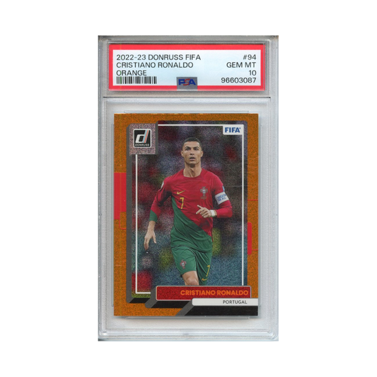 Cristiano-Ronaldo-Orange-2022-23-Donruss-FIFA-PSA-10-Vorderseite