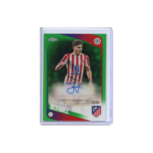 Julian-Alvarez-Autograph-/99-Green-Refractor-2025-Topps-Chrome-Vorderseite