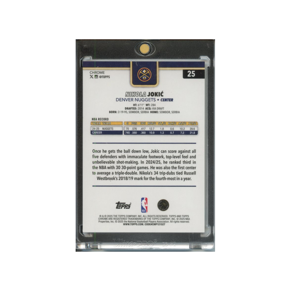 Nikola-Jokic-Gold-Cracked-Ice-/50-2025-Topps-Chrome-Rückseite
