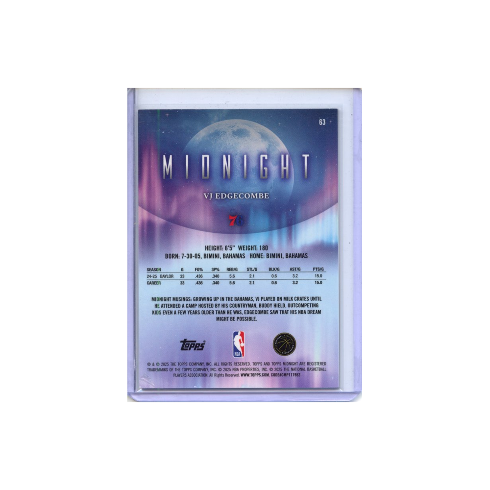 VJ-Edgecombe-/25-2025-Topps-Midnight-Rückseite