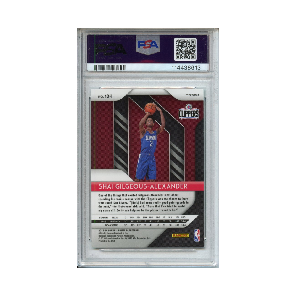 Shai-Gilgeous-Alexander-Green-Prizm-2018-Panini-Prizm-PSA-9-Rückseite