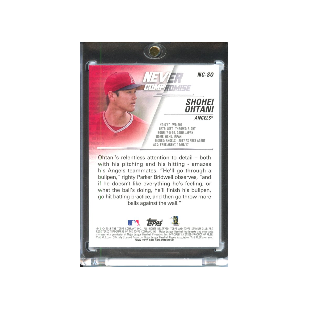 Shohei-Ohtani-Never-Compromise-2018-Stadium-Club-Rückseite