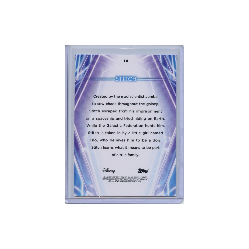 Stitch-Pink/Green/Blue-/150-2026-Topps-Disney-Neon-Rückseite