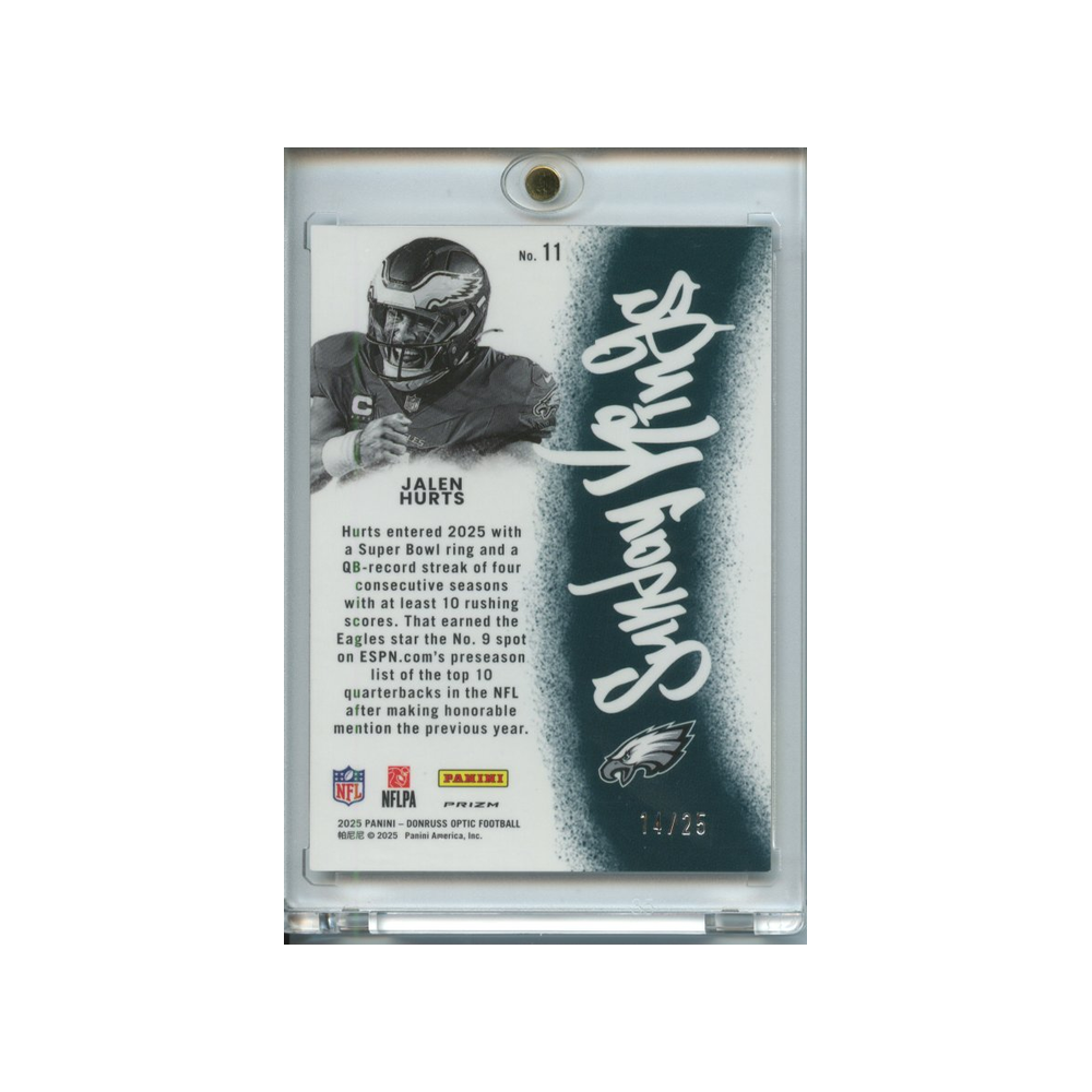Jalen-Hurts-Sunday-Kings-/25-2025-Donruss-Optic-Rückseite