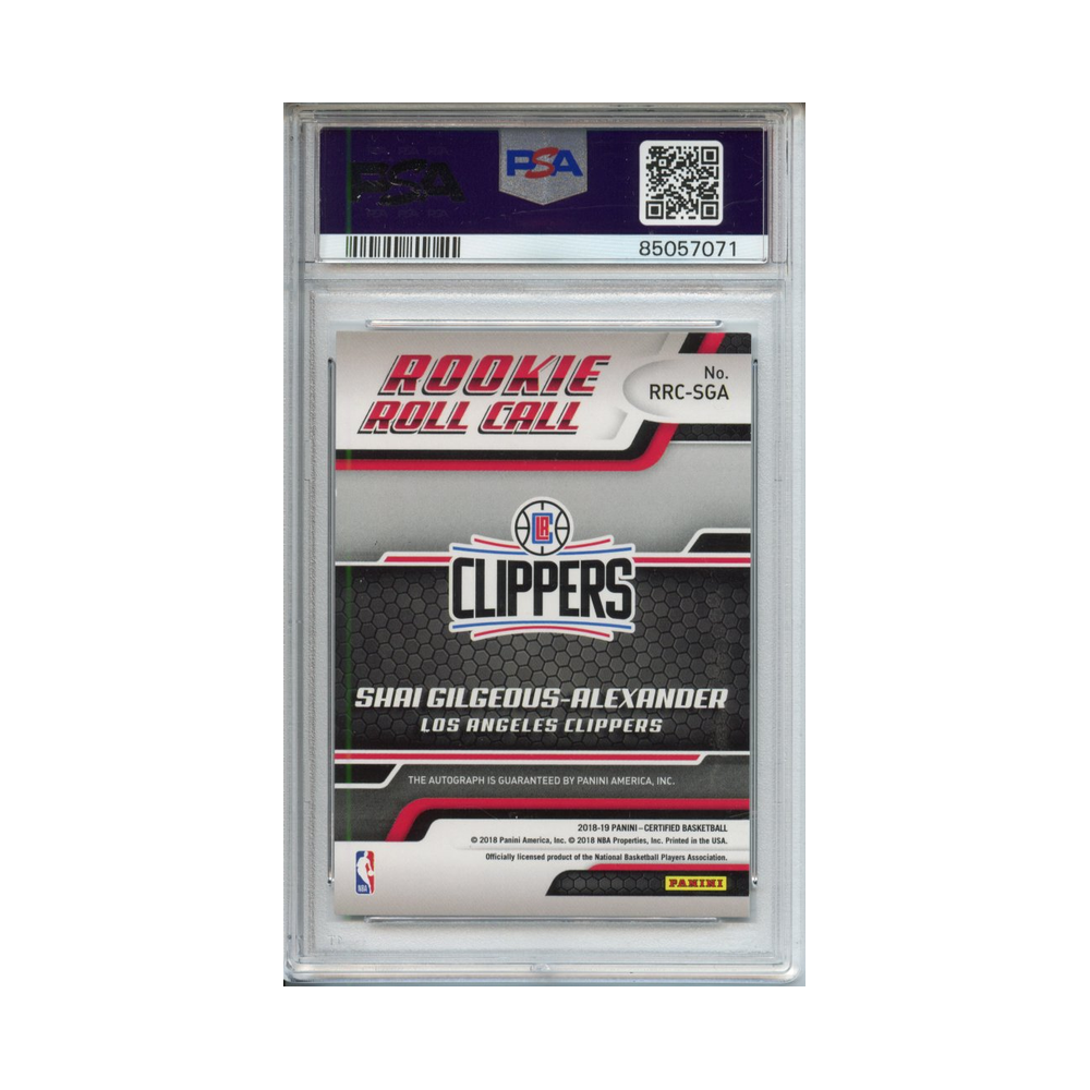 Shai-Gilgeous-Alexander-Rookie-Roll-Call-Autograph-2018-Panini-Certified--PSA-9-Rückseite