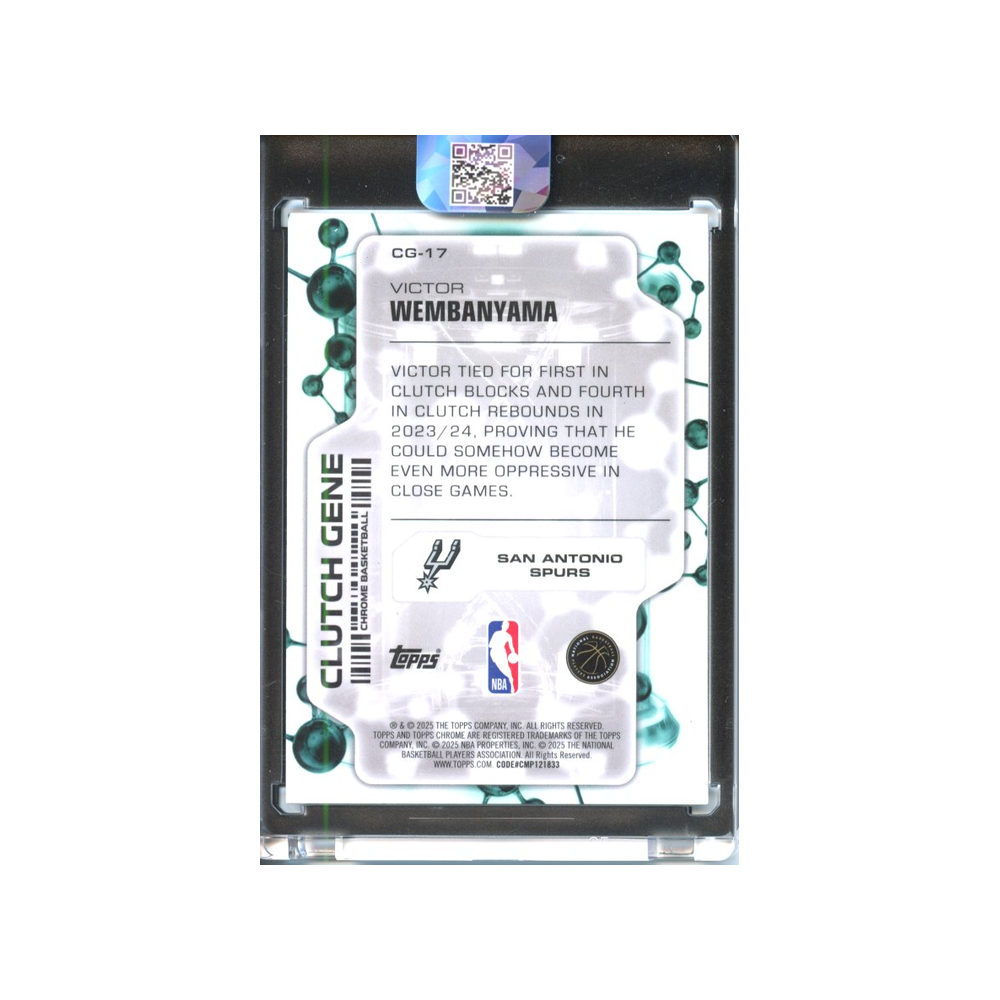 Victor-Wembanyama-Green-Refractor-Clutch-Gene-/99-2025-Topps-Chrome-Rückseite