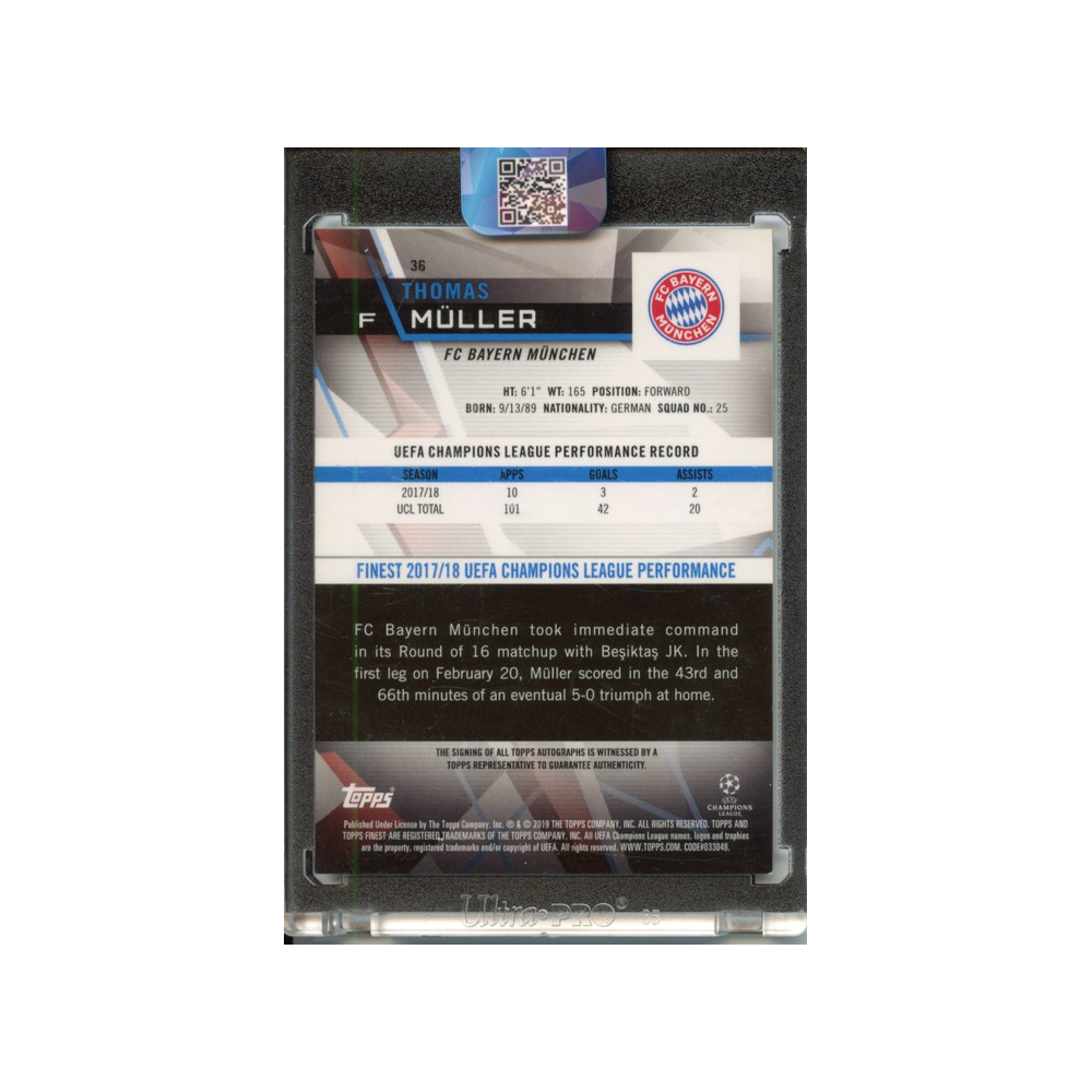 Thomas-Müller-Autograph-Green-Wave-/99-2018-Topps-Finest-Rückseite