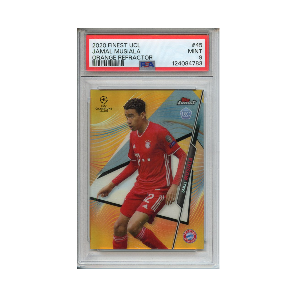 Jamal-Musiala-Orange-Refractor-2020-Finest-UCL-PSA-9-Vorderseite