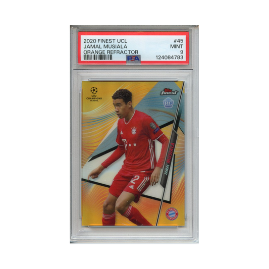 Jamal-Musiala-Orange-Refractor-2020-Finest-UCL-PSA-9-Vorderseite
