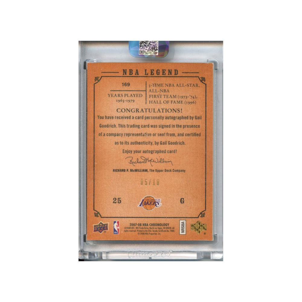 Gail-Goodrich-Autograph--/10-2007-Upper-Deck-Chronology-Rückseite