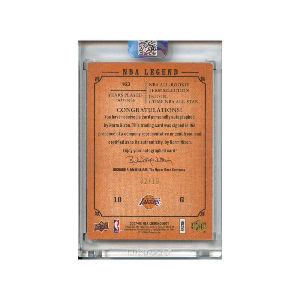 Norm-Nixon-Autograph-/10-2007-Upper-Deck-Chronology-Rückseite