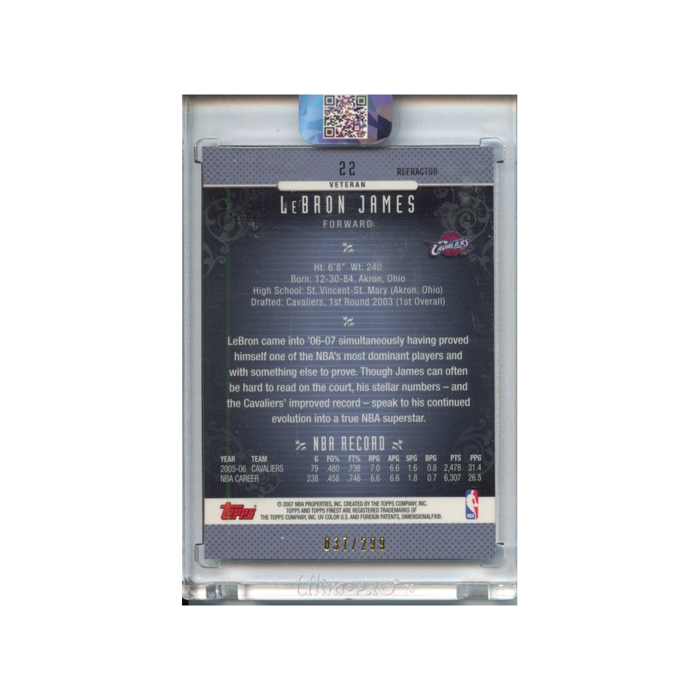 Lebron-James-Blue-Refractor-/299-2007-Topps-Finest-Rückseite