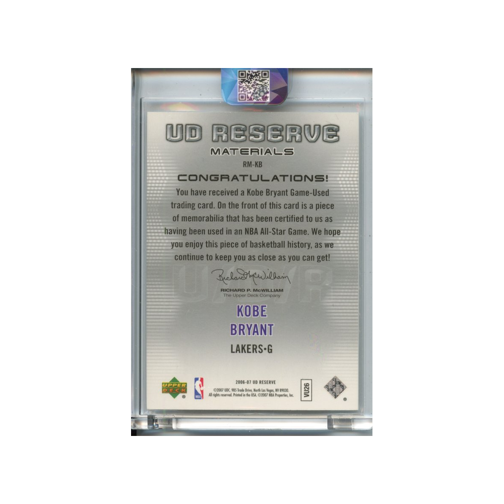 Kobe-Bryant--Materials-Jersey-/100-2006-Upper-Deck-Reserve-Rückseite