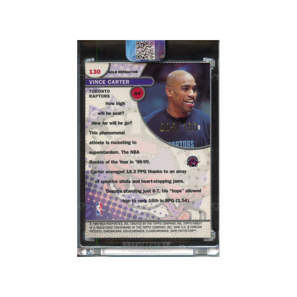 Vince-Carter-Gold-Refractor-/100-1999-Topps-Finest-Rückseite