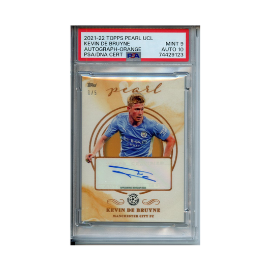 Kevin-De-Bruyne-Autograph-Orange-2021-22-Topps-Pearl-UCL-PSA-9/-10-Vorderseite