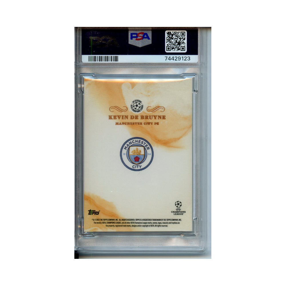 Kevin-De-Bruyne-Autograph-Orange-2021-22-Topps-Pearl-UCL-PSA-9/-10-Rückseite