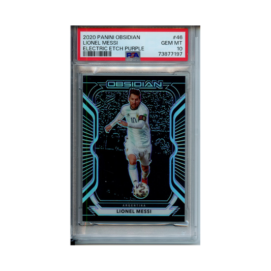 Lionel-Messi-Electric-Etch-Purple-2020-Panini-Obsidian-PSA-10-Vorderseite