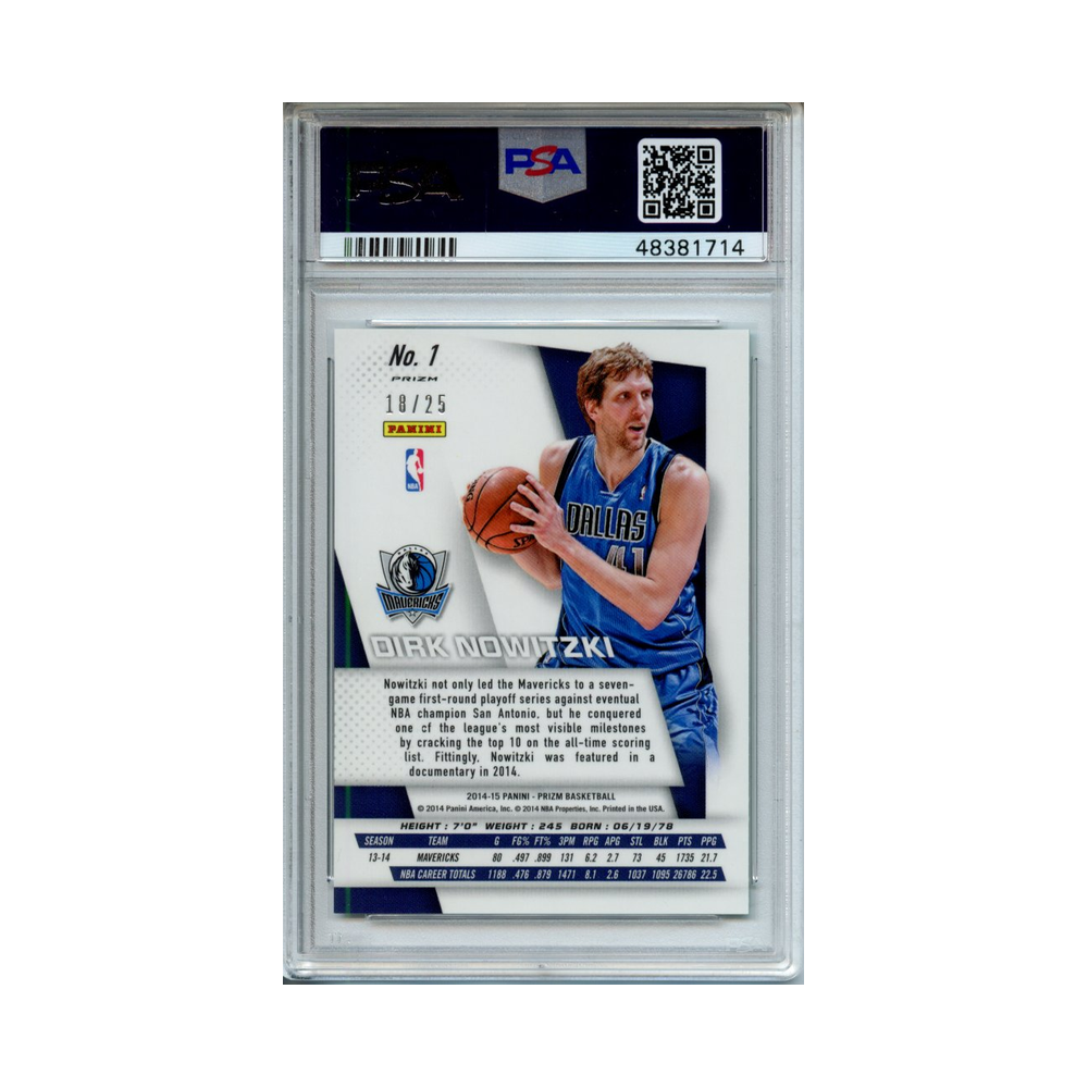 Dirk-Nowitzki-SP-Variations-Green-Mojo-2014-Panini-Prizm-PSA-10-Rückseite