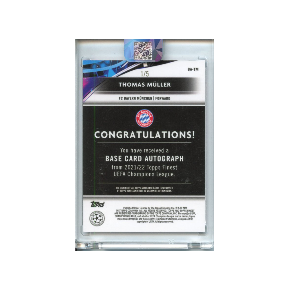 Thomas-Müller-Autograph-Red-/5-2022-Topps-Finest-Rückseite