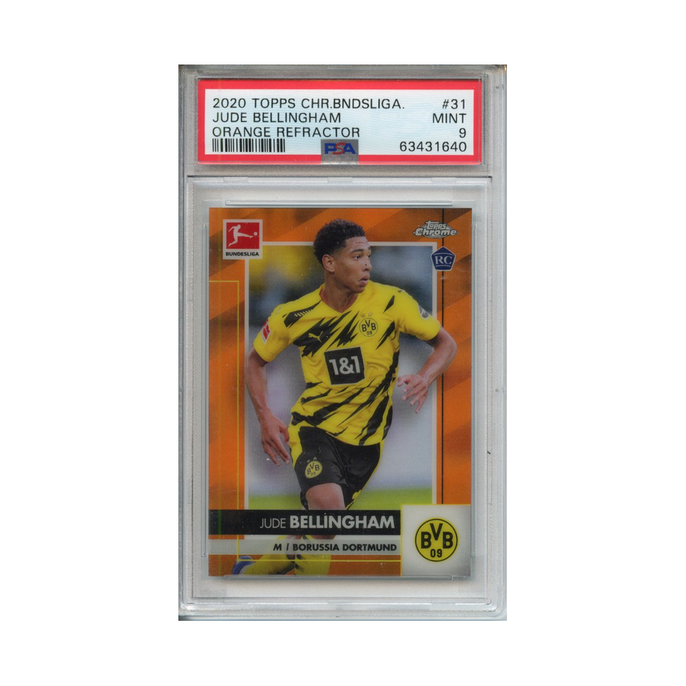 Jude-Bellingham-Orange-Refractor-2020-Topps-Chrome-Bundesliga-PSA-9-Vorderseite