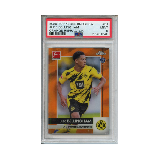 Jude-Bellingham-Orange-Refractor-2020-Topps-Chrome-Bundesliga-PSA-9-Vorderseite