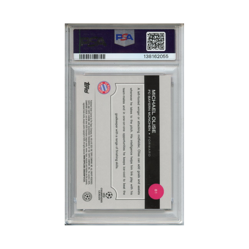 Michael-Olise-Red-Lava-2024-25-Topps-Chrome-UCC-PSA-9-Rückseite