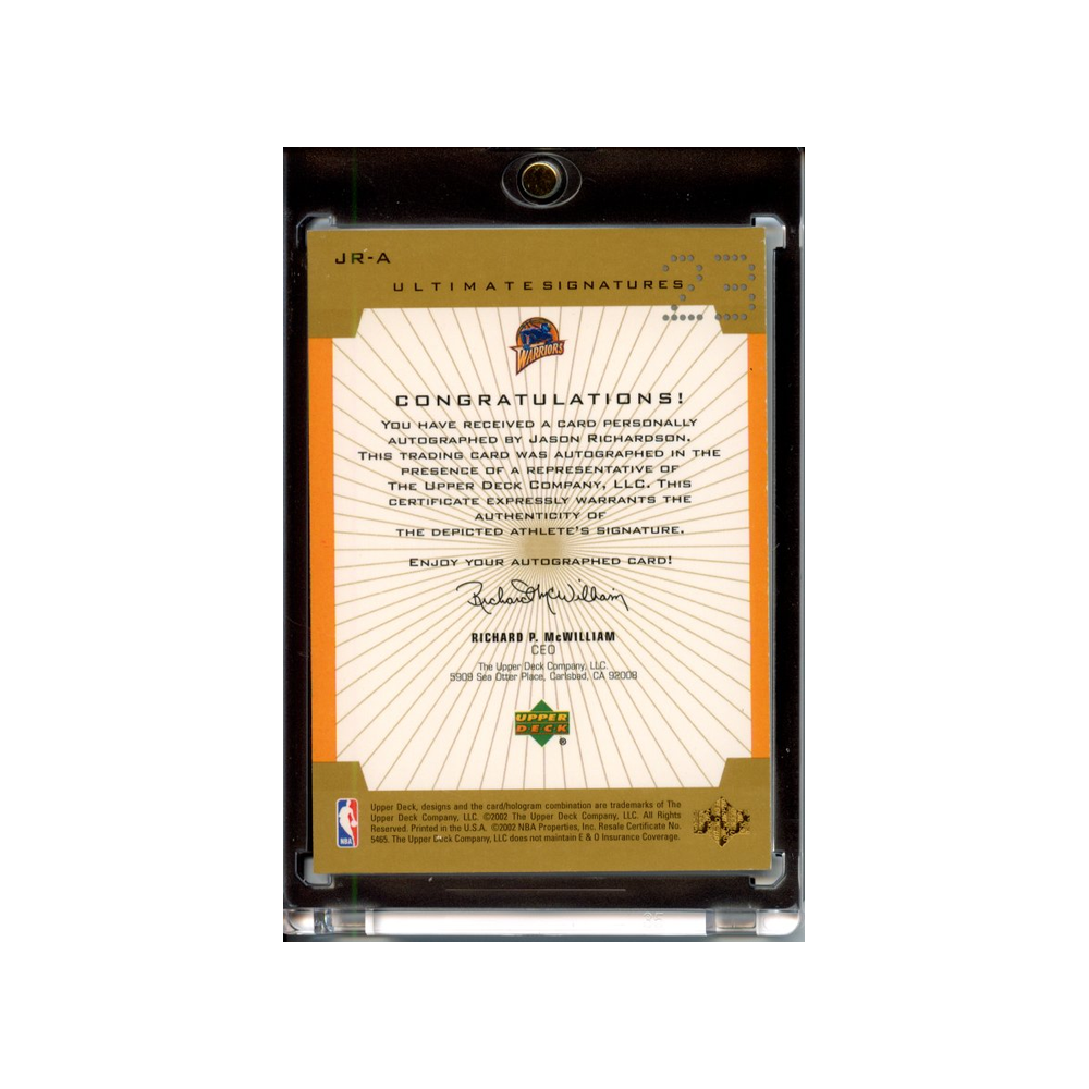 Jason-Richardson-Autograph-Ultimate-Signatures-/23-2002-Upper-Deck--Rückseite