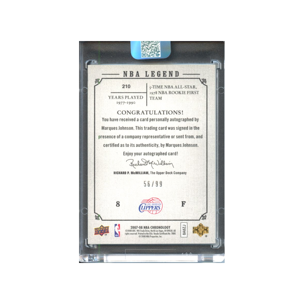 Marques-Johnson-Autograph-/99-2007-Upper-Deck-Chronology-Rückseite