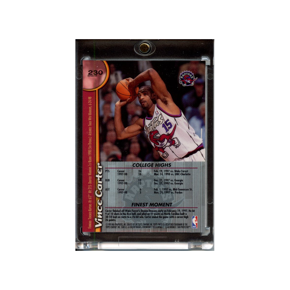 Vince-Carter-Refractor-1998-Topps-Finest-Rückseite