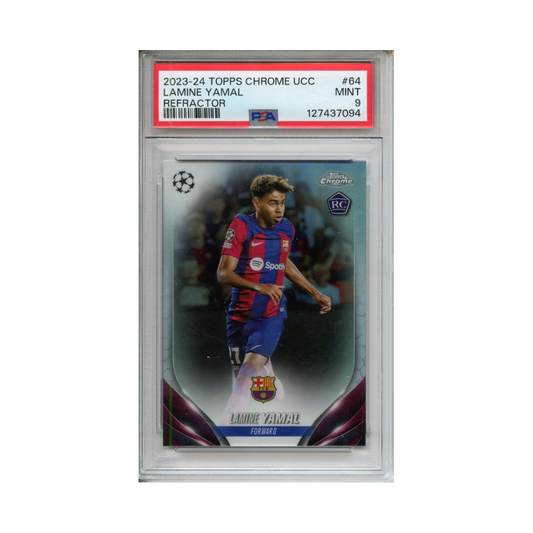 Lamine-Yamal-Refractor-2023-24-Topps-Chrome-UCC-PSA-9-Vorderseite
