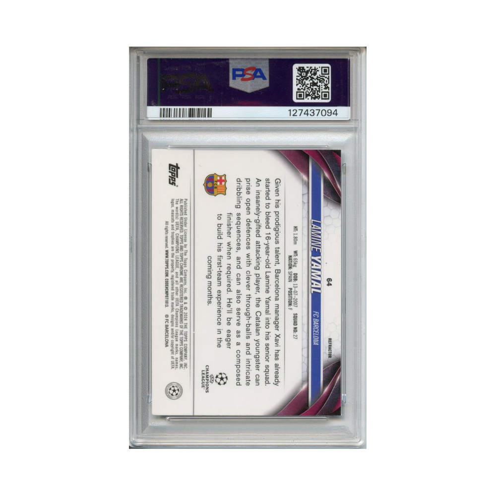 Lamine-Yamal-Refractor-2023-24-Topps-Chrome-UCC-PSA-9-Rückseite