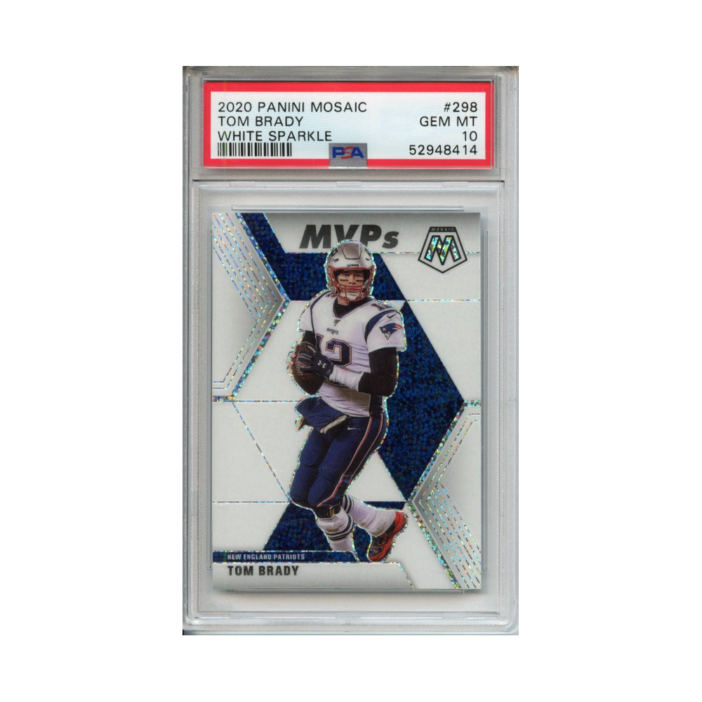 Tom-Brady-White-Sparkle-2020-Panini-Mosaic-PSA-10-Vorderseite