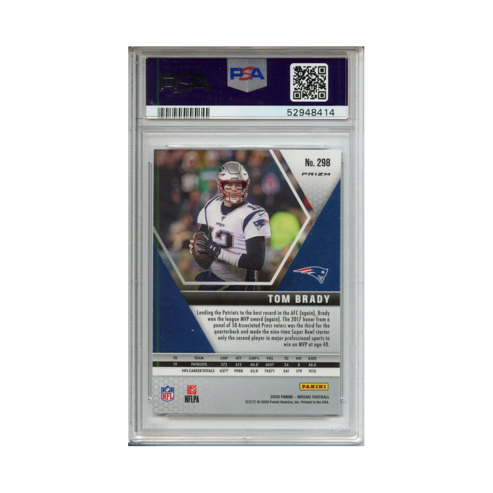 Tom-Brady-White-Sparkle-2020-Panini-Mosaic-PSA-10-Rückseite